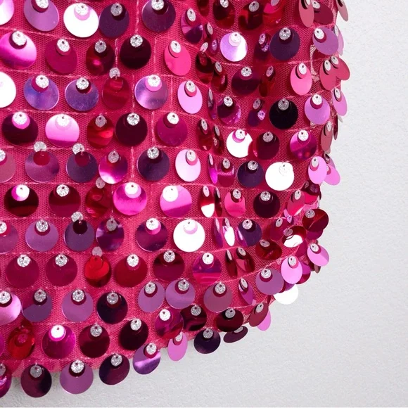 NWT Runaway The Label Cortez Mini Dress M Pink Sequin Sleeveless Stretch - Picture 8 of 11